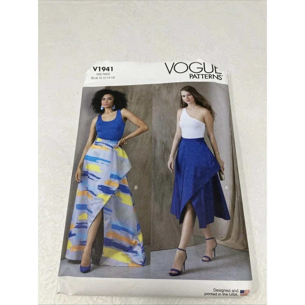 V1941 Vogue Pattern Size 8-16 Easy Full Asymmetric Skirt Uncut